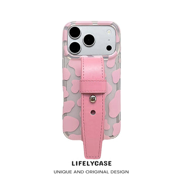 iPhone Series | Simple Texture Leather Hand Strap Phone Case