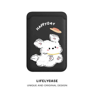 Leather Wallet With MagSafe - Cute Puppy