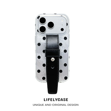 iPhone Series | Cool Polka Dots Leather Hand Strap Phone Case