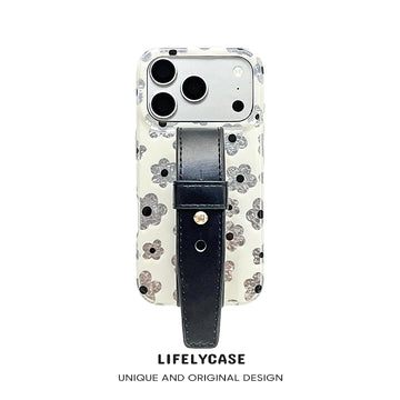 iPhone Series | Elegant Flowers Leather Hand Strap Phone Case