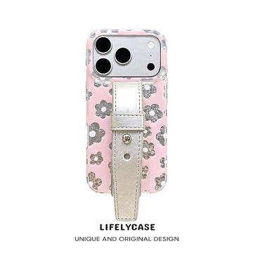 iPhone Series | Elegant Flowers Leather Hand Strap Phone Case