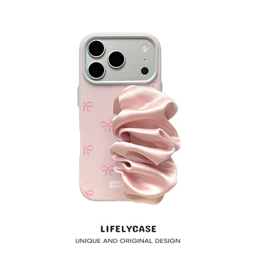 iPhone Series | Bow Print Satin Scarf Hand Strap Phone Case