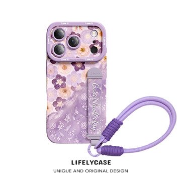 iPhone Wristband Series | "Painted Flowers" Liquid Silicone Phone Case