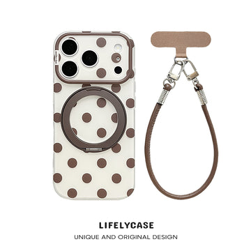 iPhone Lanyard Series | Polka Dots Rotating Stand Phone Case