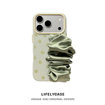 iPhone Series | Polka Dot Design Satin Scarf Hand Strap Phone Case