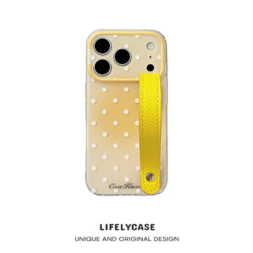 iPhone Series | Gradient Polka Dots Leather Hand Strap Phone Case