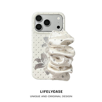 iPhone Series | Floral Series Satin Scarf Hand Strap Phone Case