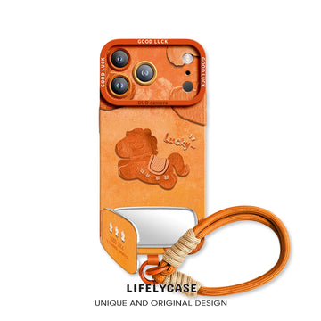 iPhone Lanyard Series | Lucky Pony Mirror Stand Phone Case