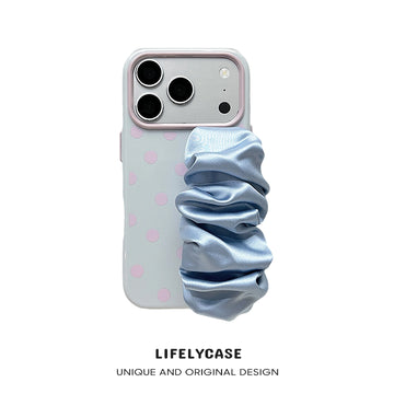 iPhone Series | Polka Dot Design Satin Scarf Hand Strap Phone Case