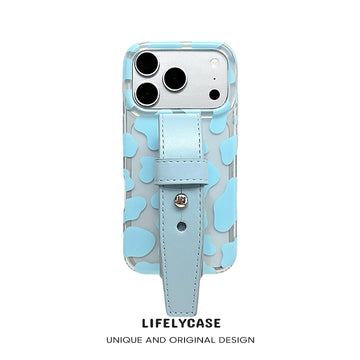 iPhone Series | Simple Texture Leather Hand Strap Phone Case