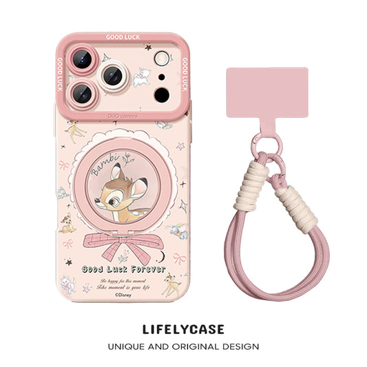 iPhone Lanyard Series | Magnetic Rotating Bracket Cartoon Phone Case