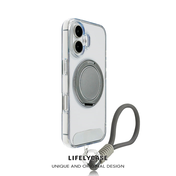 iPhone Lanyard Series | Transparent Liquid Silicone MagSafe Magnetic Bracket Phone Case