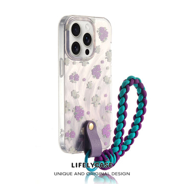 iPhone Lanyard Series | Purple Small Floral Electroplating Phone Case