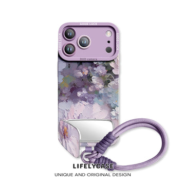 iPhone Lanyard Series | Oil Painting Flowers Mirror Stand Phone Case