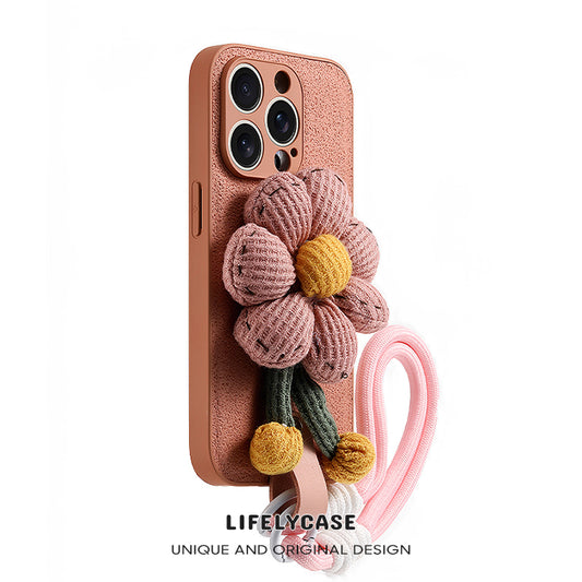 iPhone Lanyard Series | Luxury Lace Flower Liquid Silicone Phone Case