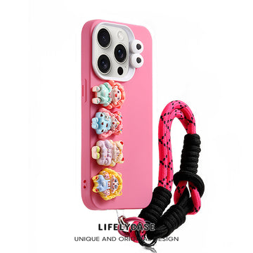 iPhone Lanyard Series | Cartoon Liquid Silicone Phone Case