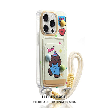 iPhone Lanyard Series | Cartoon Design Card Holder Phone Case