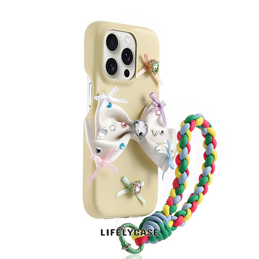 iPhone Lanyard Series | Princess Style Bow Leather Phone Case