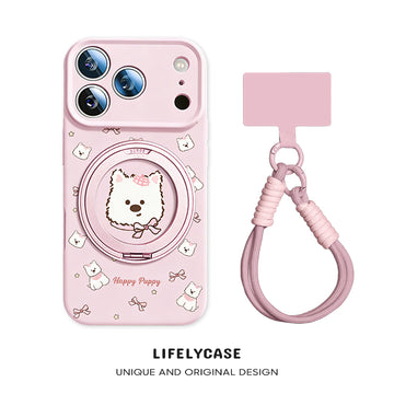 iPhone Lanyard Series | Cute Cartoon Animals Rotating Stand Phone Case