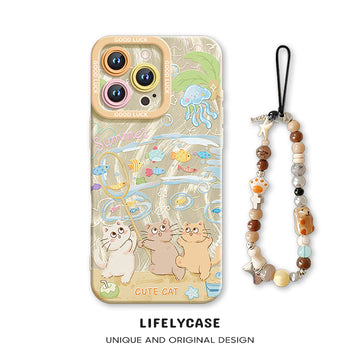 iPhone beads series | Cute Cat Liquid Silicone Phone Case