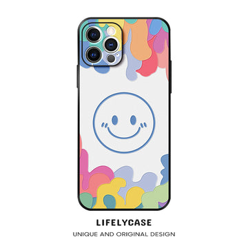 iPhone MagSafe Series | "Watercolor Smiley Face" Leather Phone Case