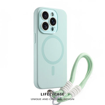 iPhone Lanyard Series | Crystal Lens Liquid Silicone MagSafe Phone Case