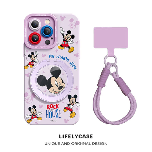 iPhone Lanyard Series | Magnetic Rotating Bracket Cartoon Phone Case