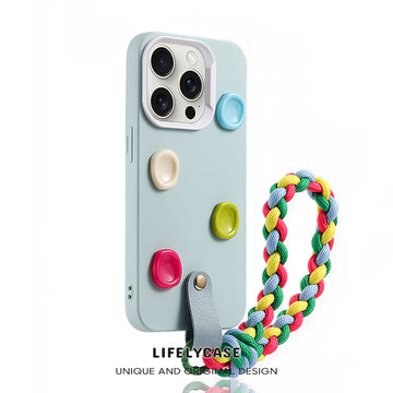 iPhone Lanyard Series | Colorful Button Liquid Silicone Phone Case