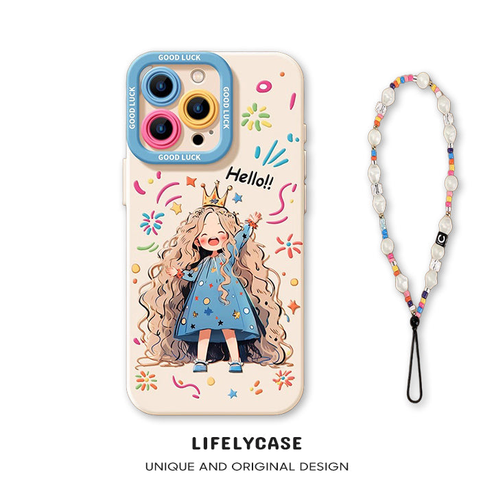 iPhone beads series | Cute Girl Liquid Silicone Phone Case