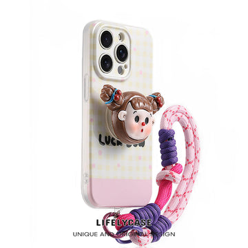 iPhone Lanyard Series | Cartoon Girl Airbag Holder Phone Case