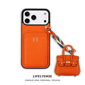 iPhone Lanyard Series | Genuine Leather Wallet Phone Case - Free Earphone Bag