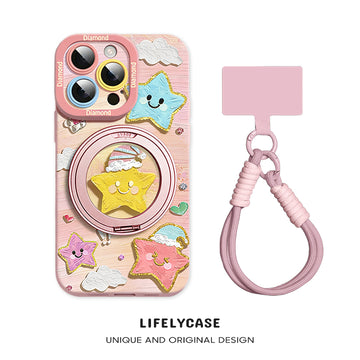 iPhone Lanyard Series | Oil Painting Stars Rotating Stand Phone Case