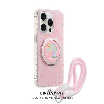 iPhone Lanyard Series | Folding Stand Cartoon Phone Case