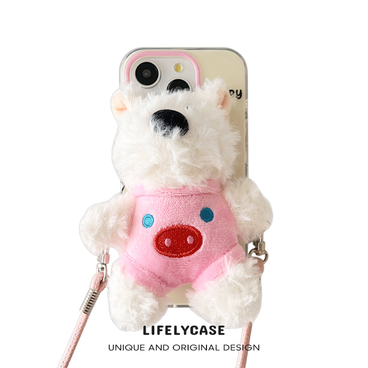 iPhone Lanyard Series | West Highland White Terrier Plush Phone Case[Bracket design]