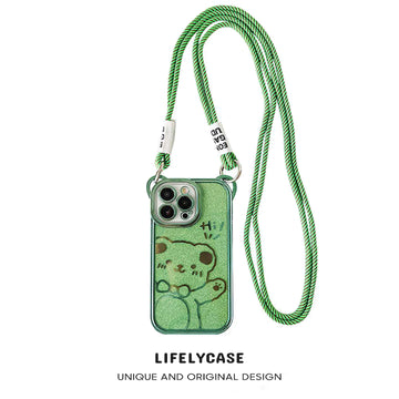 iPhone Lanyard Series | Glitter Electroplating Bear Cartoon Phone Case