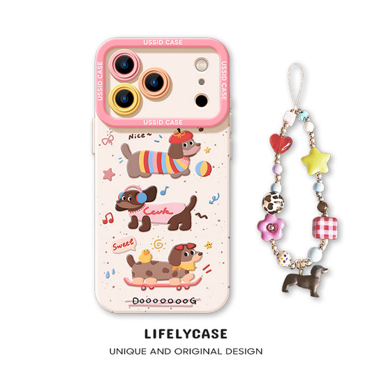 iPhone beads series | Dachshund Cartoon Liquid Silicone Phone Case