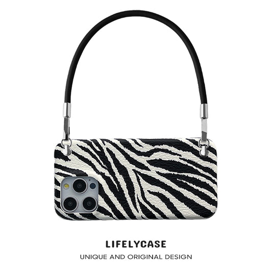 iPhone Lanyard Series | Zebra Print Leather Phone Case