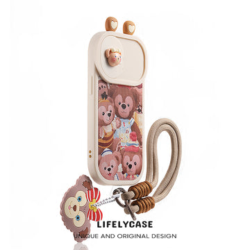 iPhone Lanyard Series | Cartoon phone case with lens sliding window design