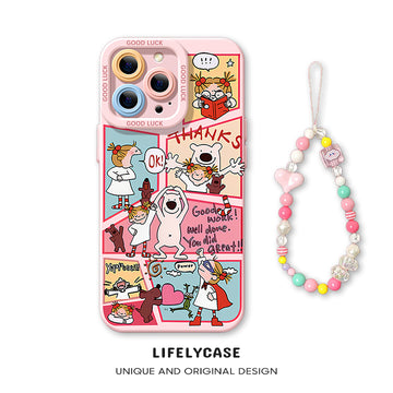 iPhone beads series | Cute Cartoon Liquid Silicone Phone Case