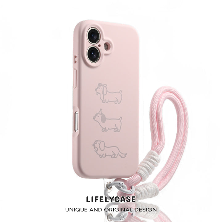 iPhone Lanyard Series | Dachshund Print Liquid Silicone Phone Case