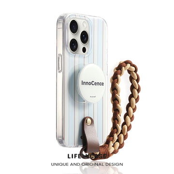 iPhone Lanyard Series | Fresh Blue Stripe Stand Phone Case