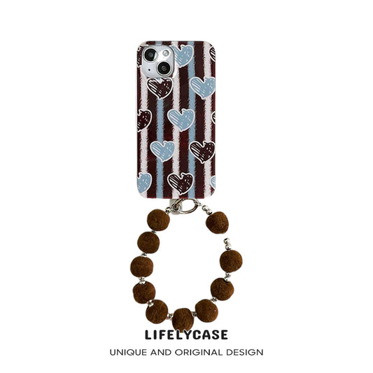 iPhone Lanyard Series | Oil Painting Heart Stripe Phone Case