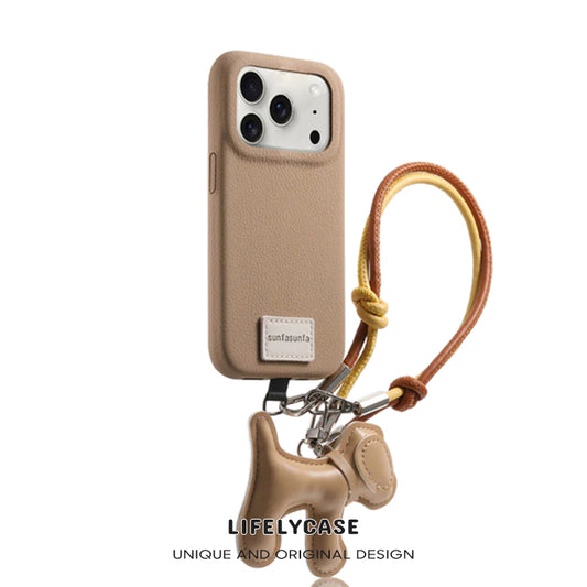 iPhone Lanyard Series | Genuine Leather Phone Case with Free Dachshund Pendant