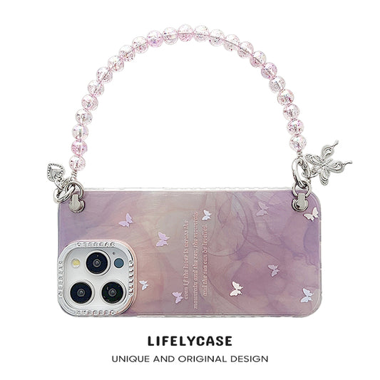 iPhone Lanyard Series | High-End Purple Butterfly Phone Case