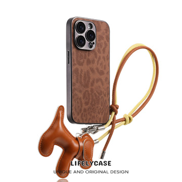 iPhone Lanyard Series | Genuine Leather Phone Case with Free Dachshund Pendant