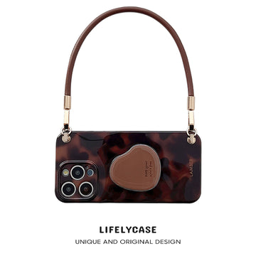 iPhone Lanyard Series | Brown Stand Design Phone Case