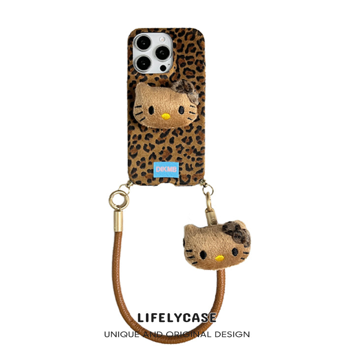 iPhone Lanyard Series | Hello Kitty Leopard Print Phone Case