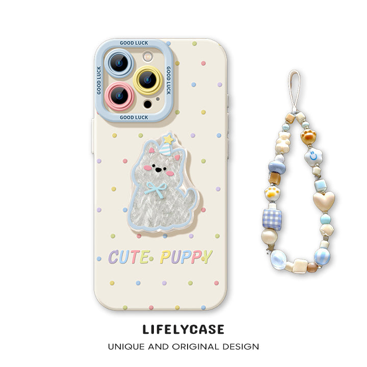 iPhone beads series | Cute Puppy Liquid Silicone Phone Case