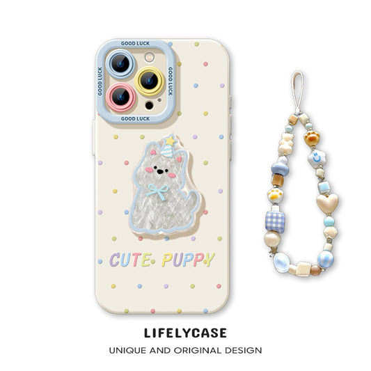 iPhone beads series | Cute Puppy Liquid Silicone Phone Case