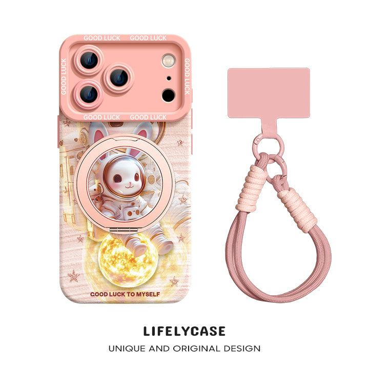 iPhone Lanyard Series | Magnetic Rotating Bracket Cartoon Phone Case